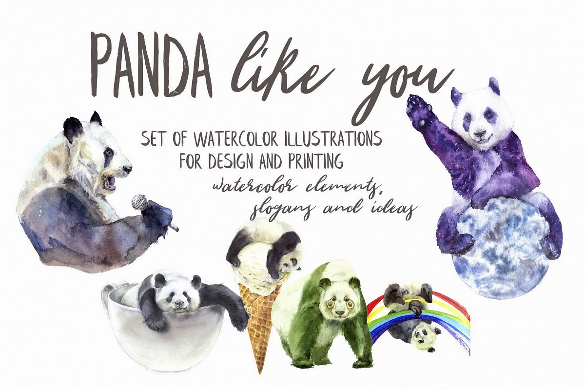 Panda Like You Watercolor Set example image 1