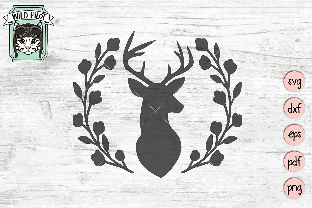 Deer Head SVG file, Deer Head cut file, Deer Silhouette example image 1