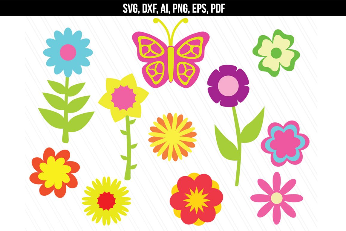 Flowers butterfly floral svg
