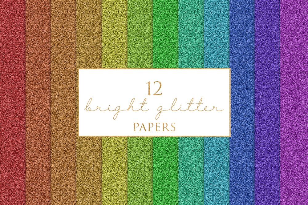 12 Bright Glitter Textures Digital Paper Pack example image 1