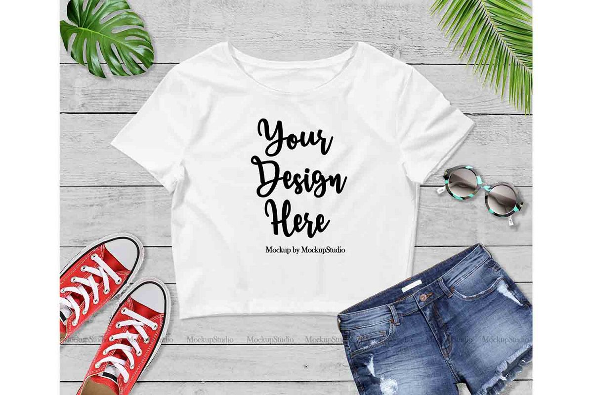 Download White Crop Top Mock Up, Bella Canvas Top Mockup Flat Lay ...