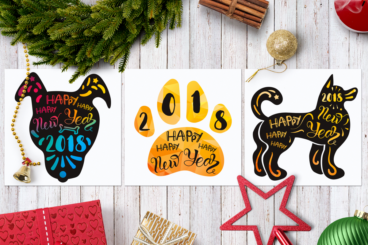 Happy New 2018 Year With Dog example image 1