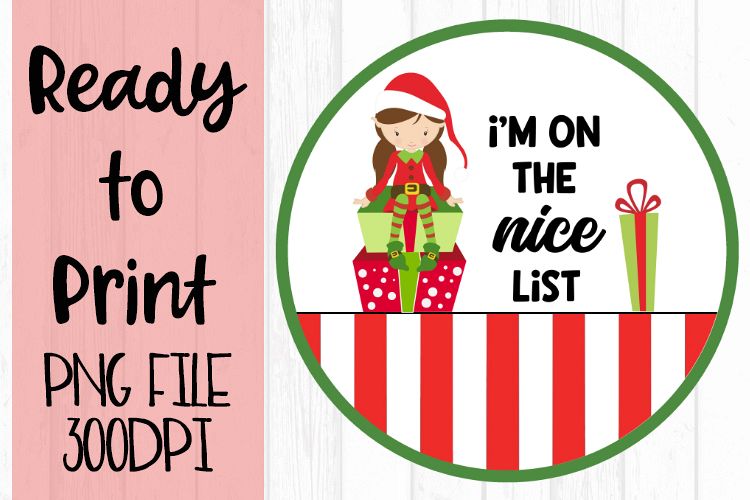 Nice List Girl Circle Ready to Print example image 1
