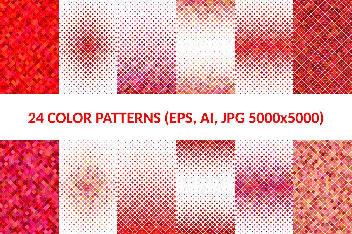 24 Red Square Patterns (AI, EPS, JPG 5000x5000) example image 1