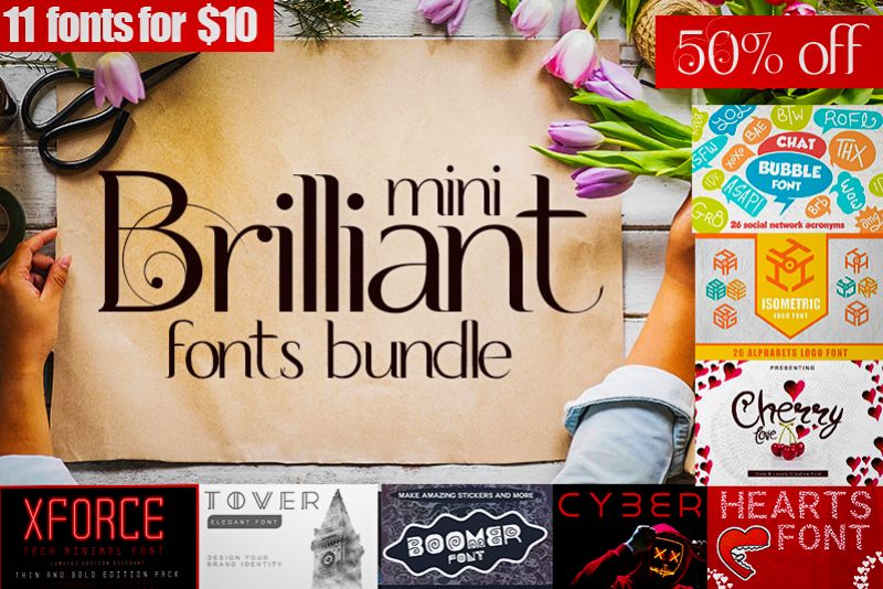 Mini brilliant Font bundle - 11 Creative Fonts example image 1