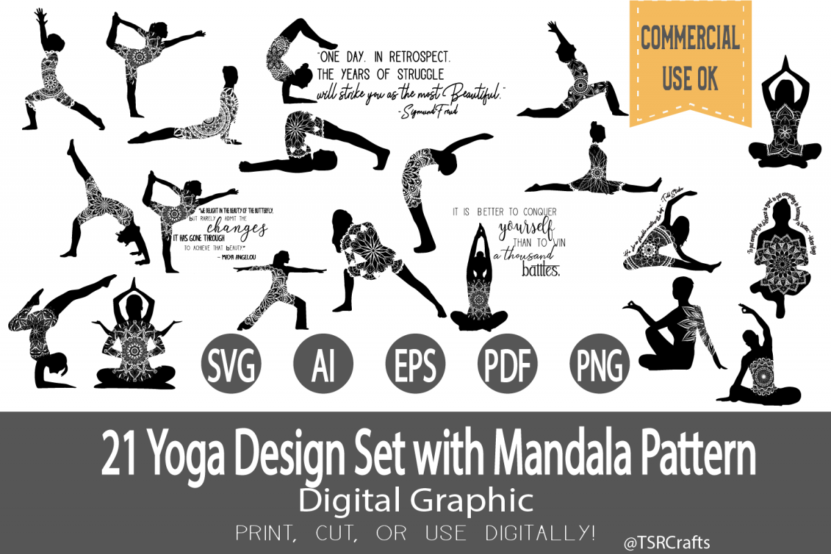 SVG Bundle -Yoga designs with Mandala Pattern example image 1