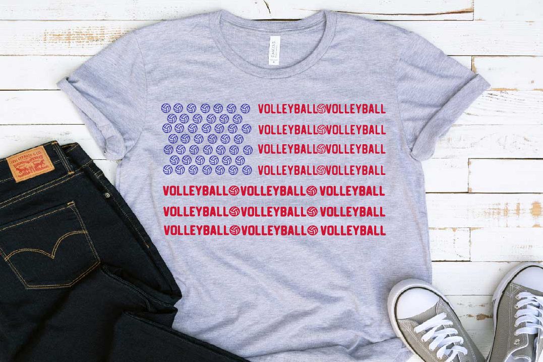 Volleyball American Flag 4th of July Red White Blue 1412s example image 1