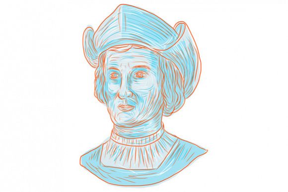 Christopher Colombus Explorer Bust Drawing example image 1