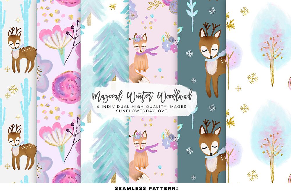 winter woodland digital paper example image 1
