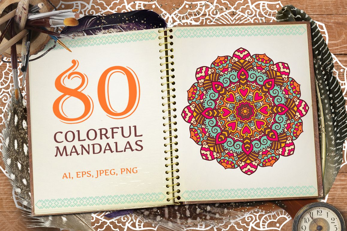 80 Vector Mandalas Vintage Ornament example image 1