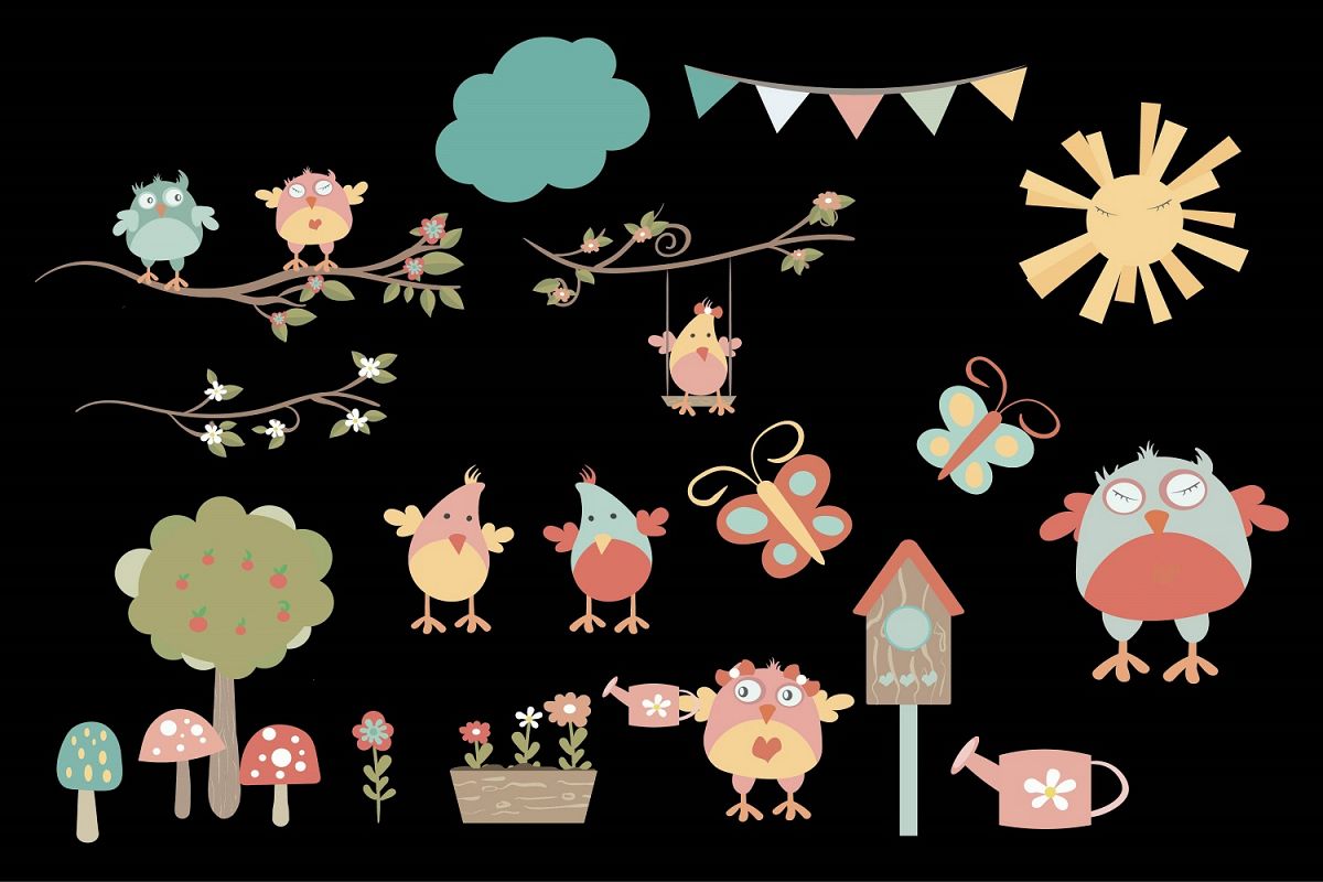 Spring Owl’s nest illustration Vector Pack example image 1