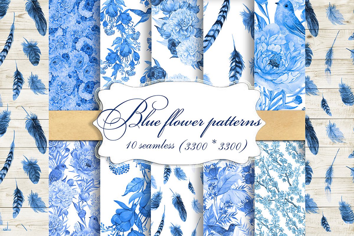 Feathers,Seamless patterns.Watercolor patterns . example image 1
