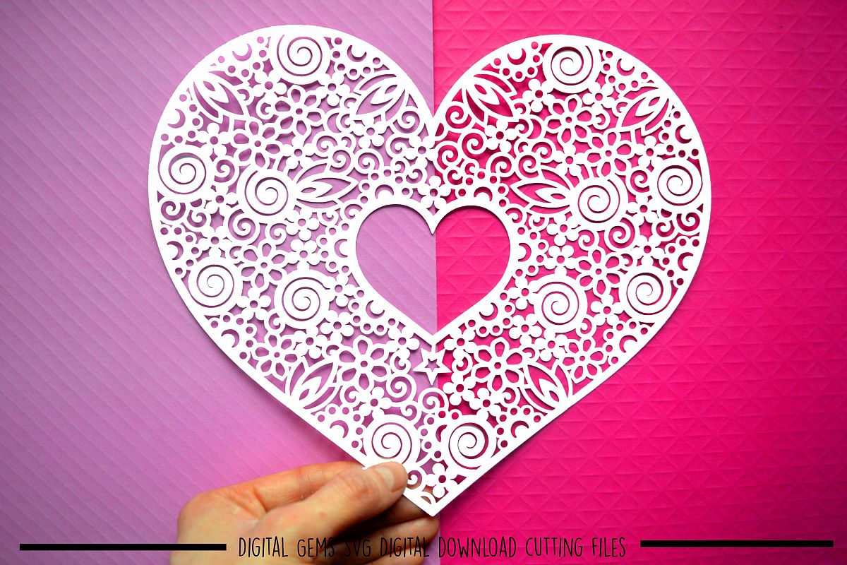 Heart paper cut SVG / DXF / EPS files example image 1