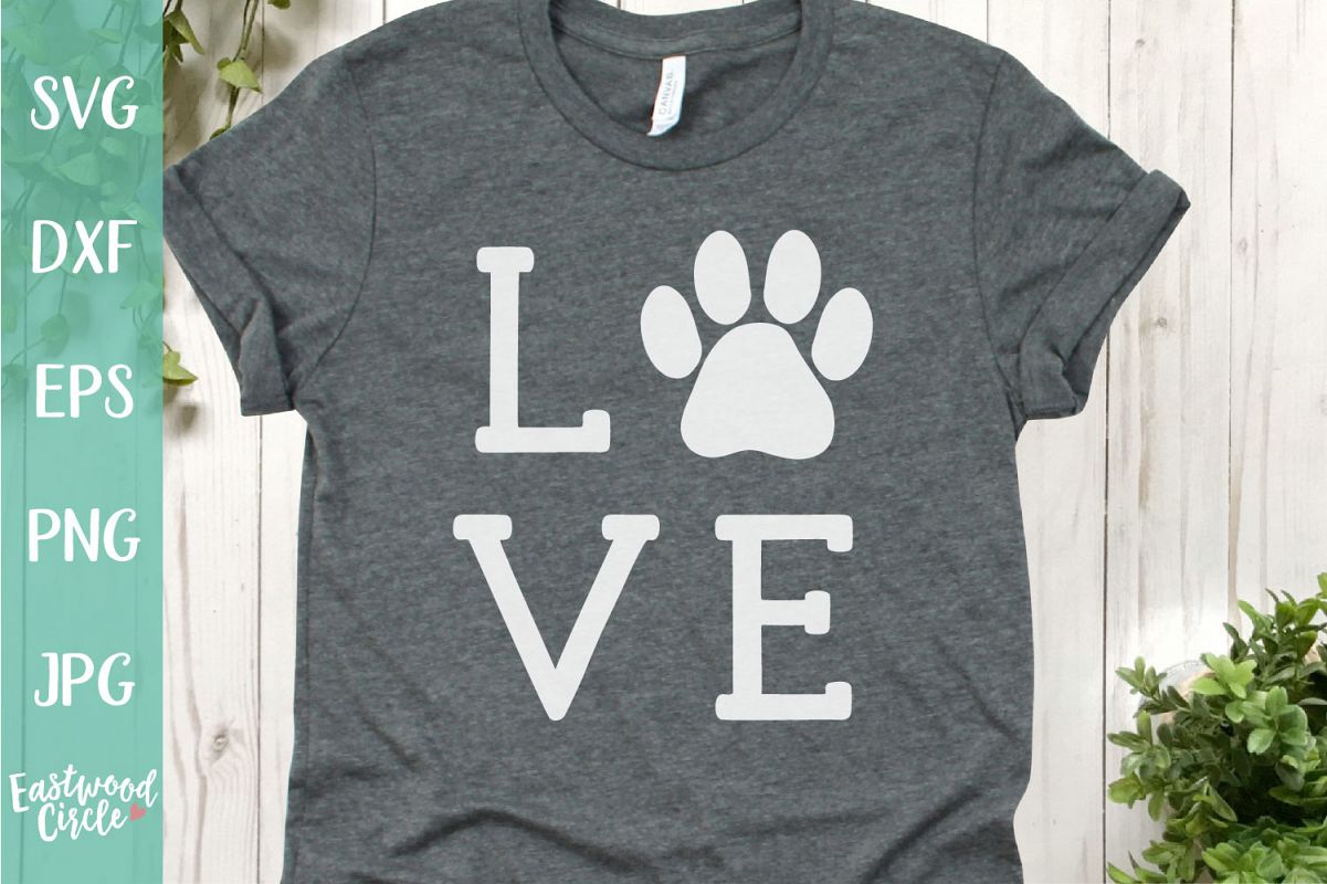 Love with Pawprint - Dog SVG File example image 1