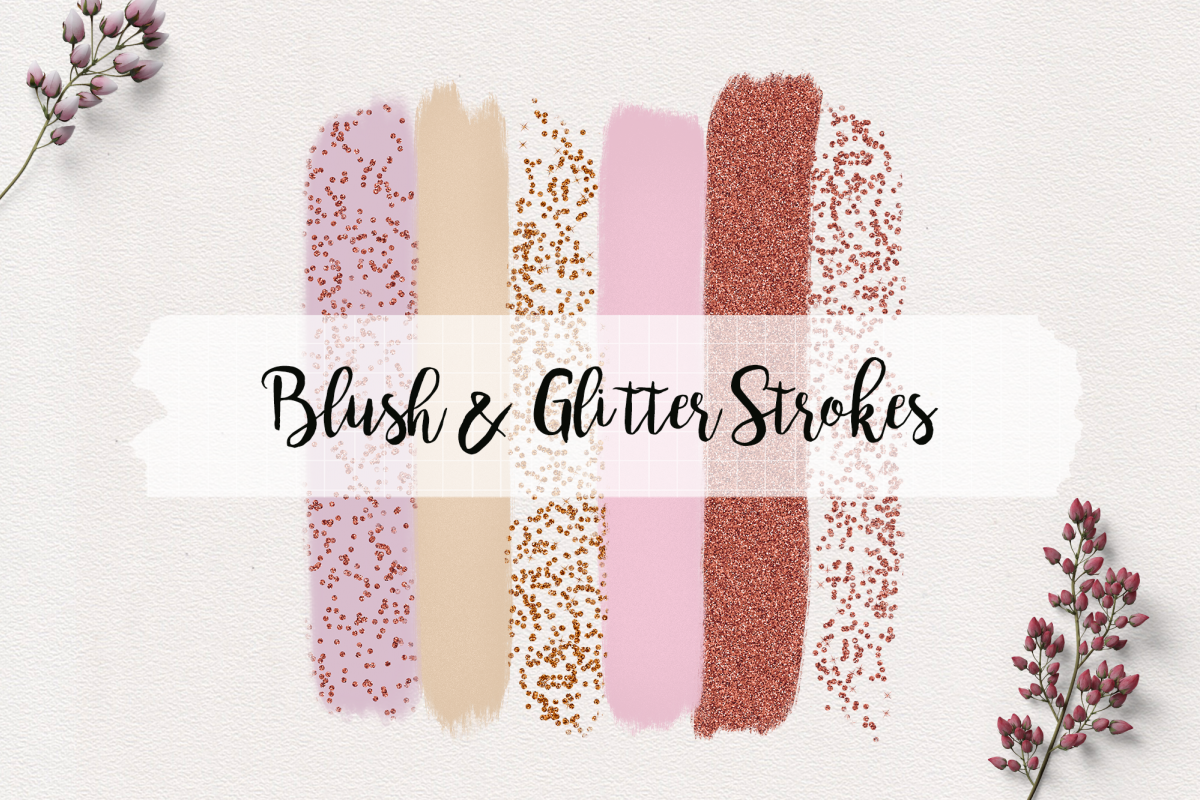 Brush Strokes Rose Gold Glitter | Elegant Clip Art example image 1
