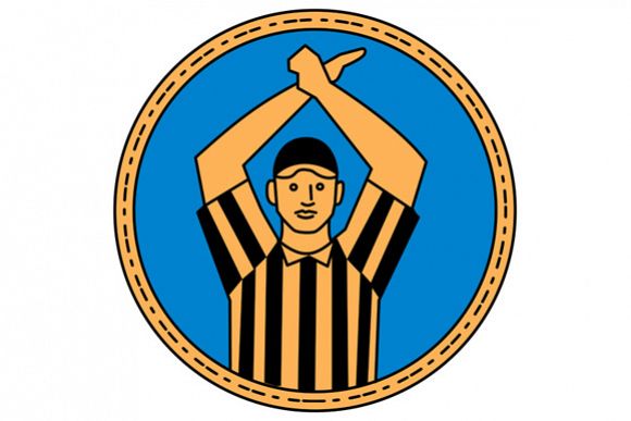 American Football Umpire Hand Signal Circle Mono Line example image 1
