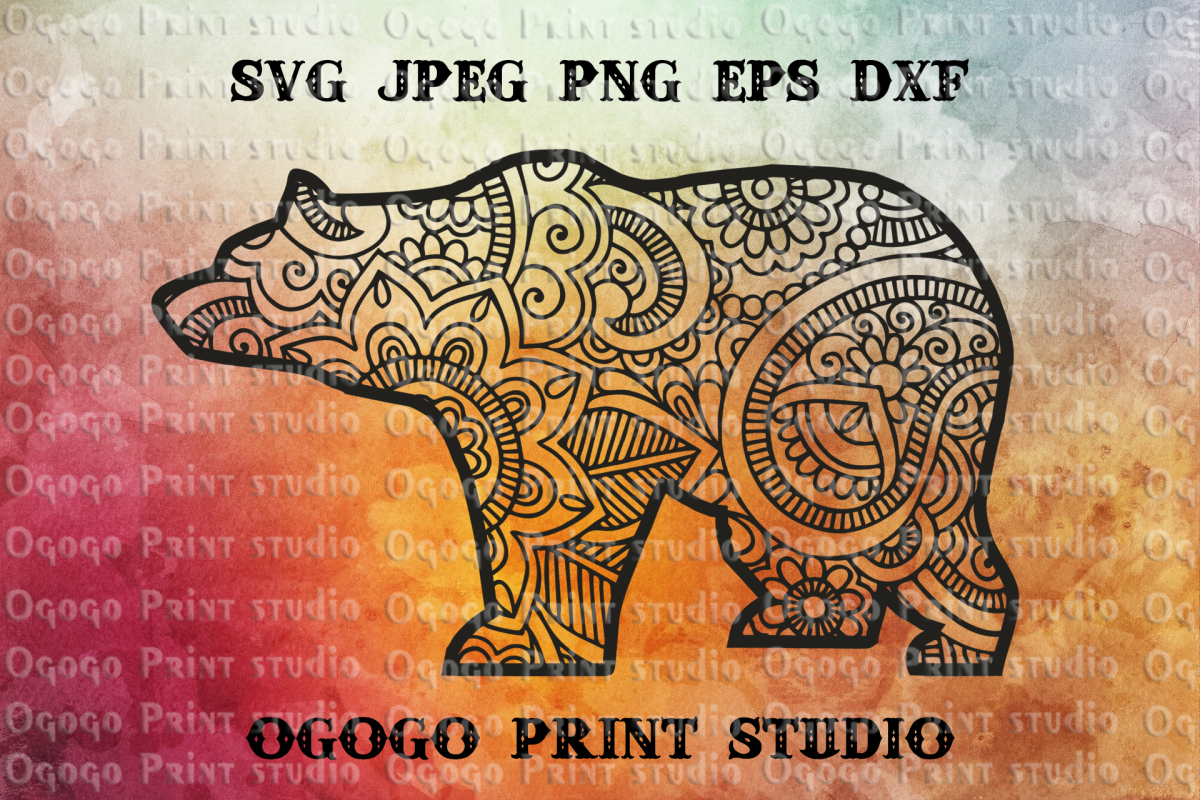 Bear svg, Zentangle SVG, Mandala svg, Mom Bear svg, Mom Bear example image 1