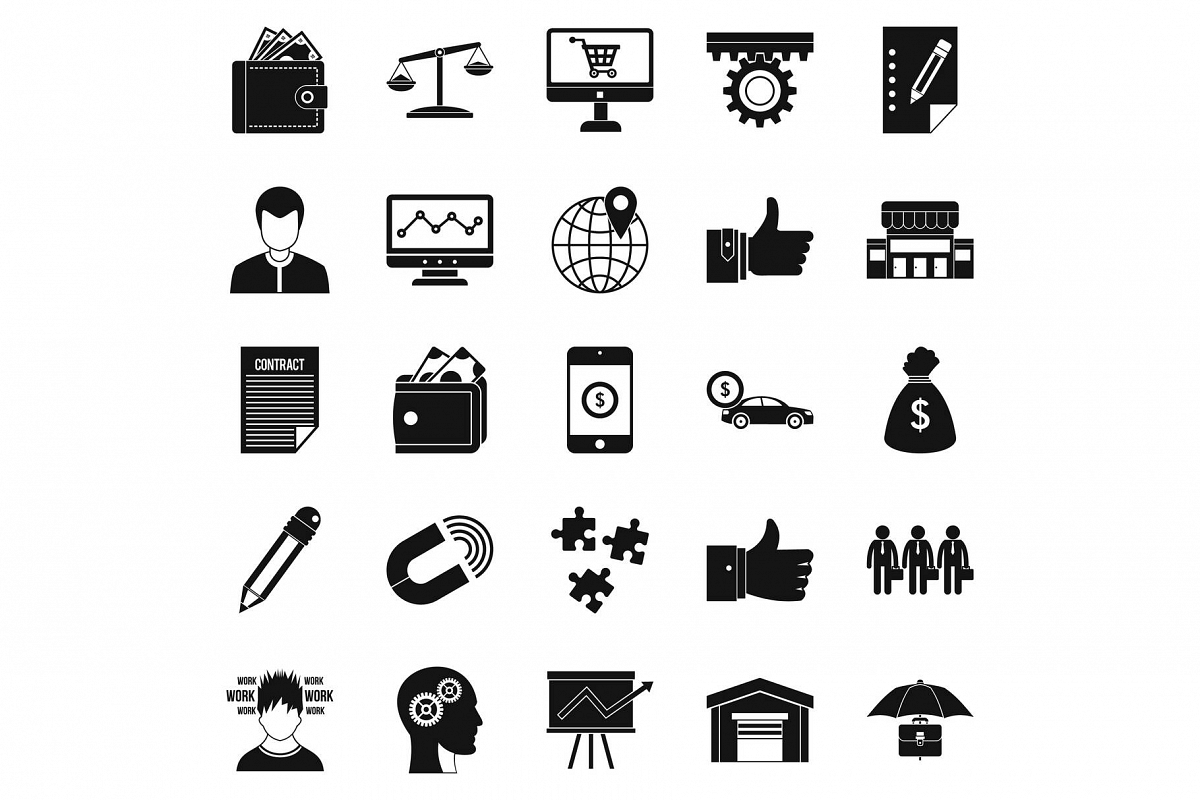 Business start up icons set, simple style example image 1