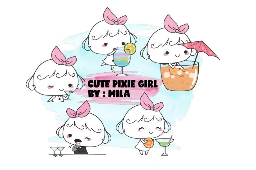 KAWAII GIRL CLIPART BUNDLE PNG example image 1