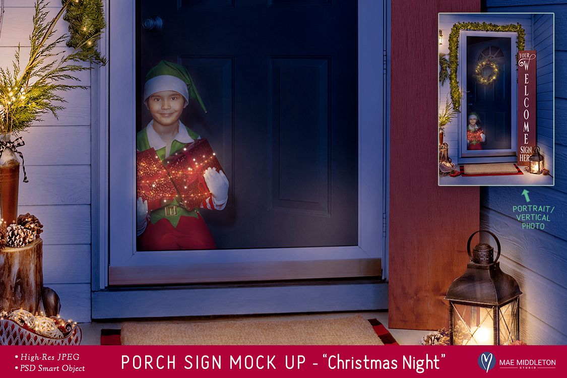Porch Sign Christmas mock up -