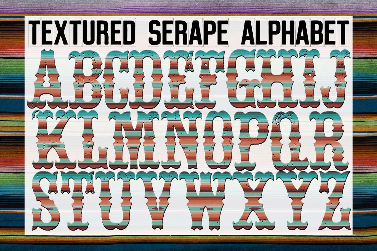 Textured Serape Alphabet Sublimation Digital Download example image 1
