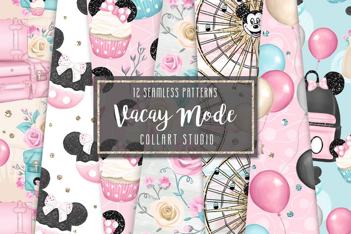 Travel digital paper, Vacation papers, planner stickers example image 1