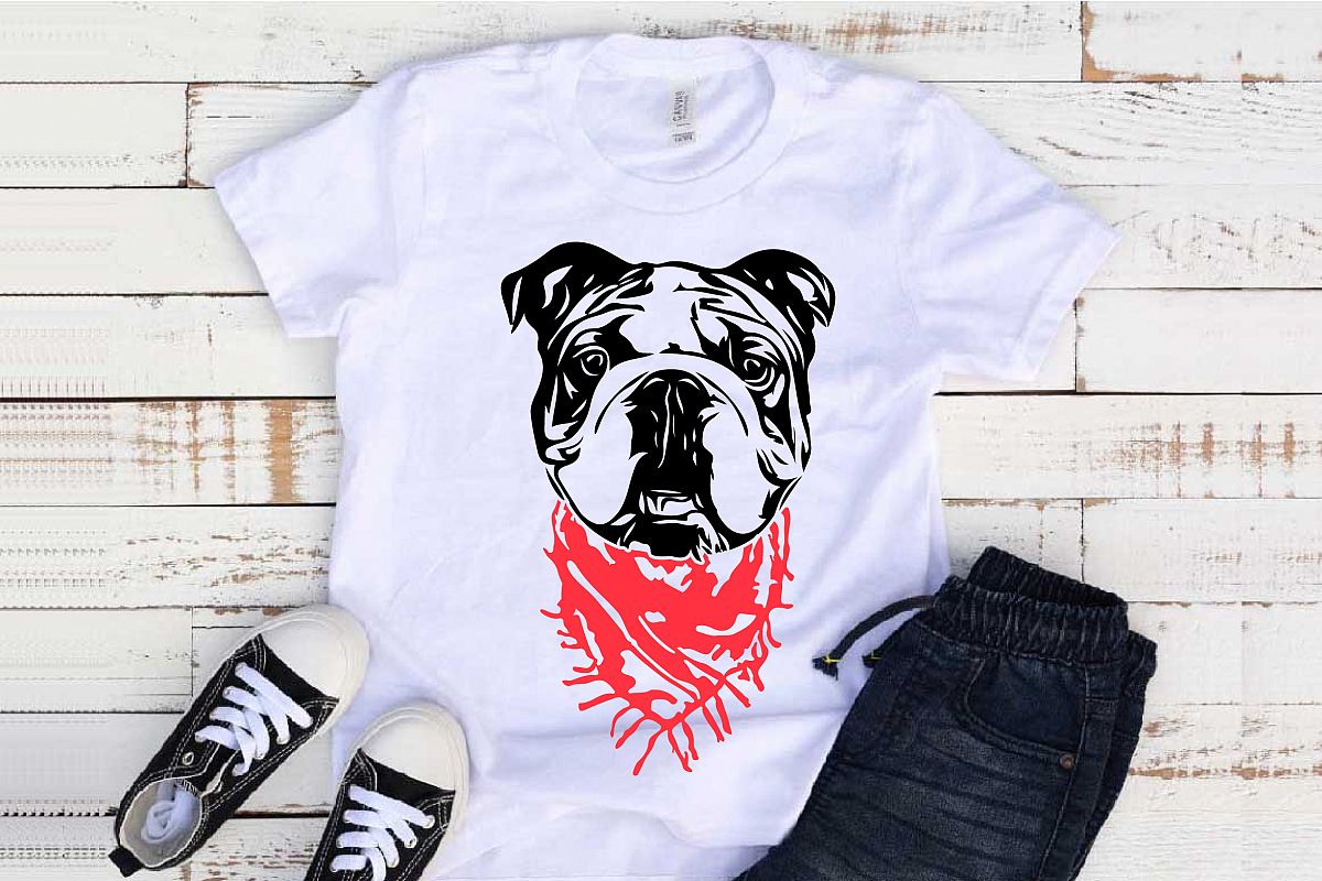 Bulldog Whit Scarf SVG Head French Dog 4th July 1268S example image 1