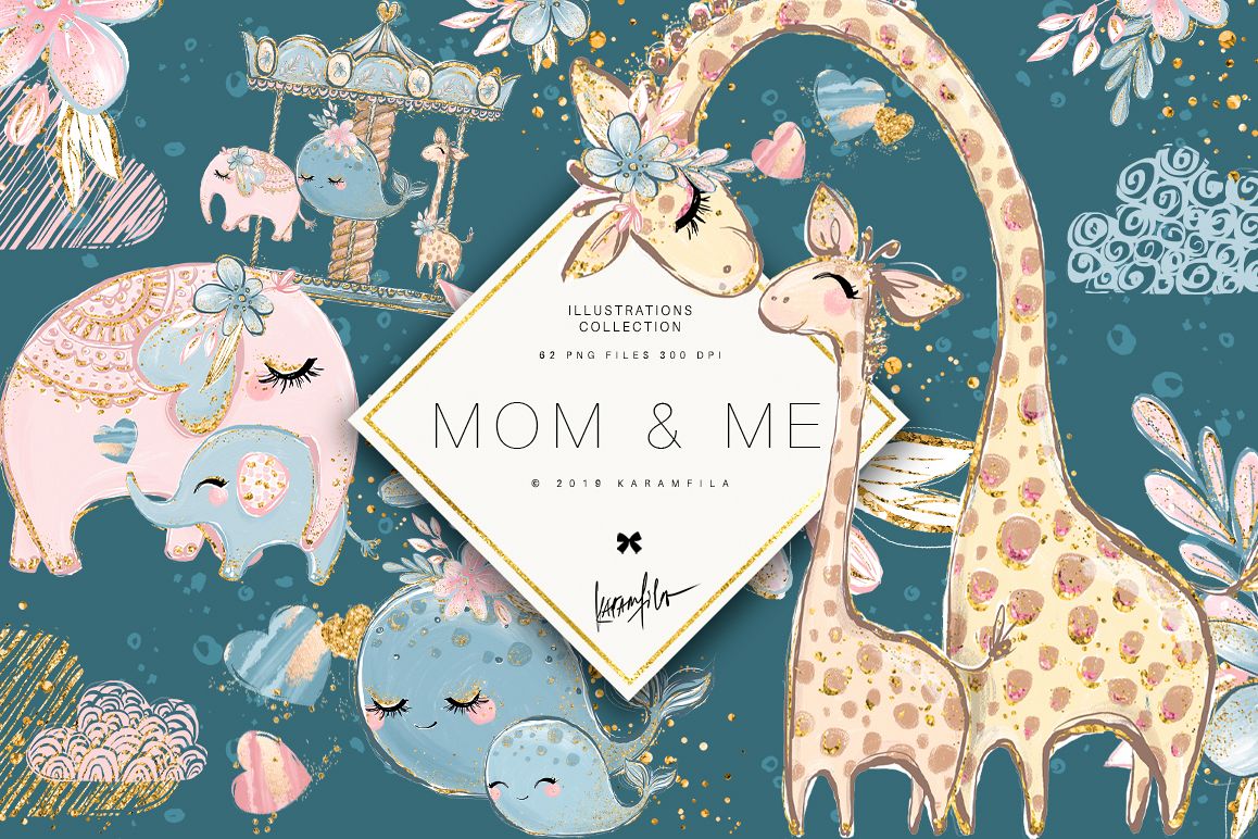 Mother and Baby Animals Clipart example image 1