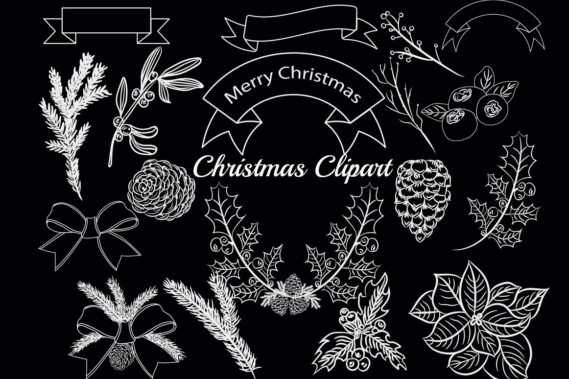 Chalkboard Christmas clipart example image 1
