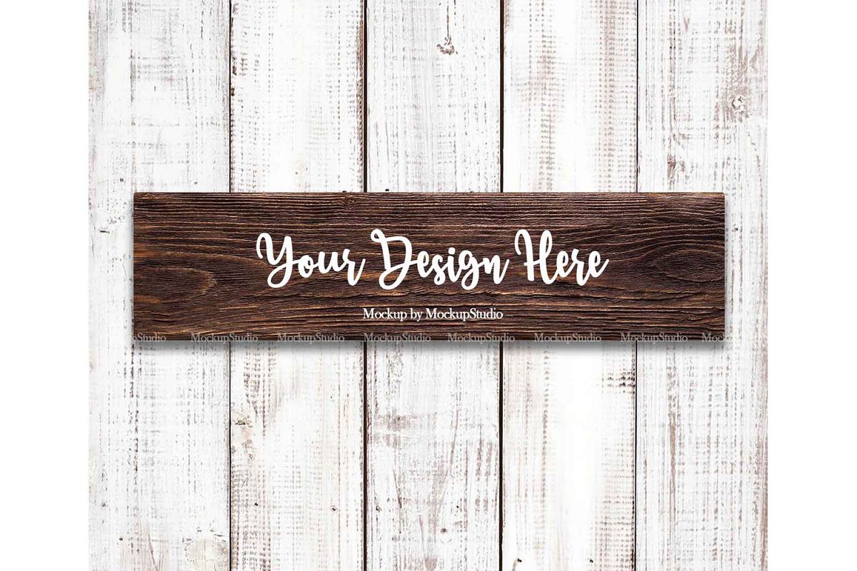 Download Farmhouse Wood Sign Mockup, Rustic Brown Wooden Sign ...