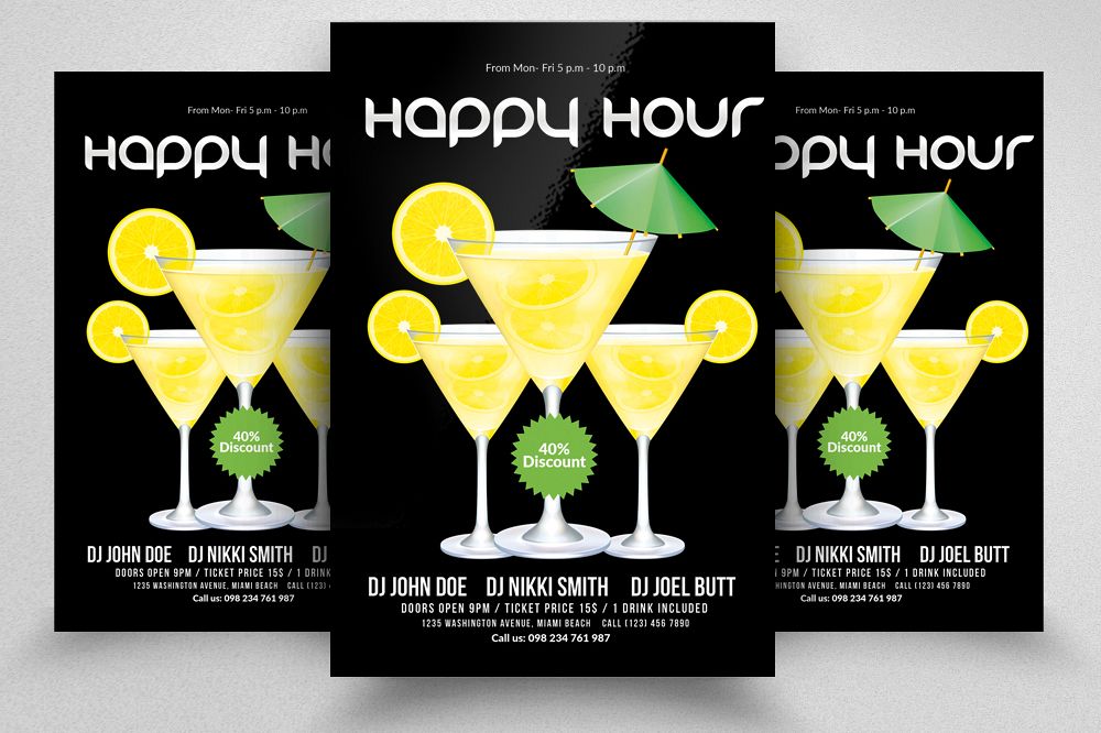 Happy Hour Flyer Template 06 example image 1