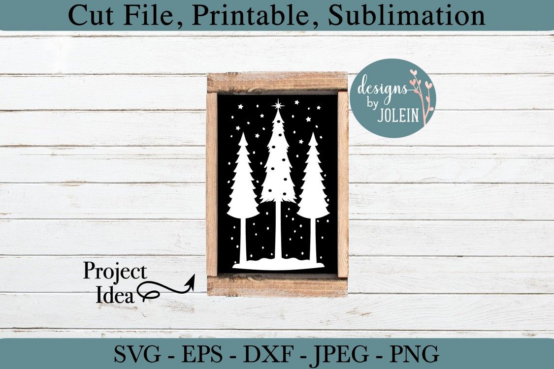 Snowy Christmas Trees SVG, png, eps, DXF, sublimation example image 1
