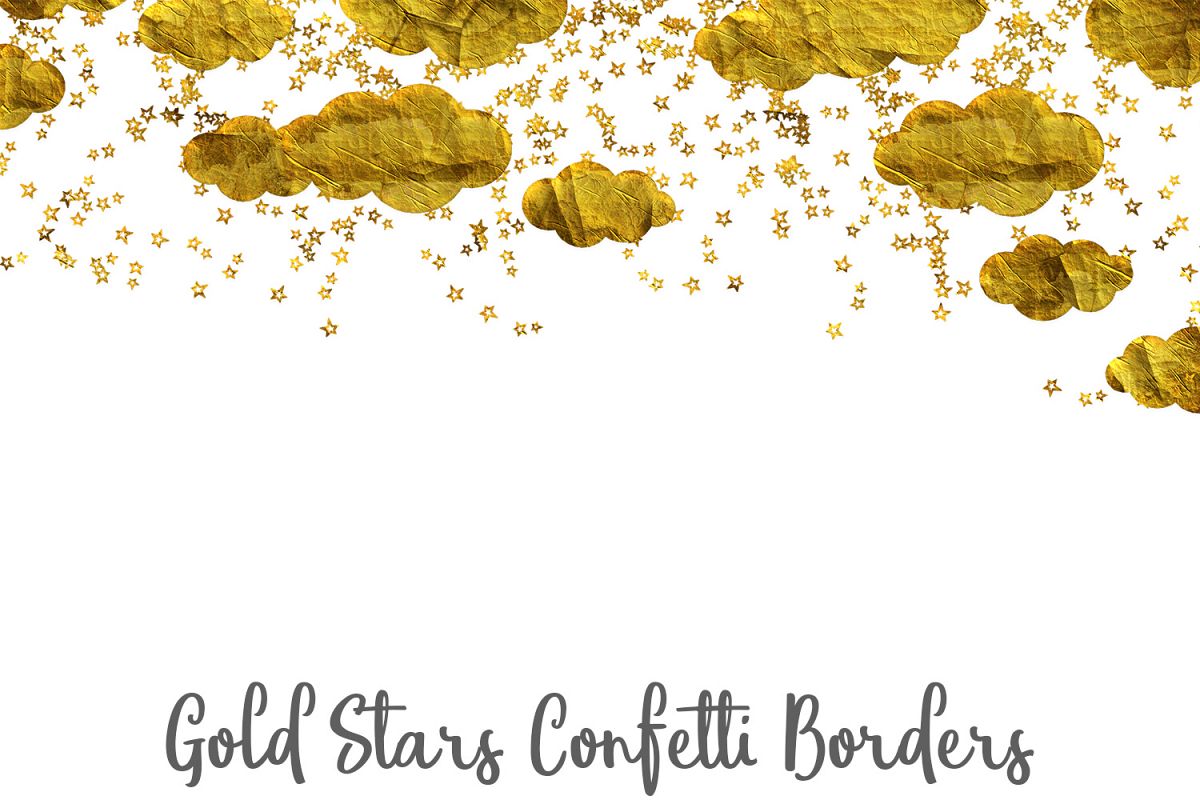 Gold Stars Confetti Borders Pack example image 1