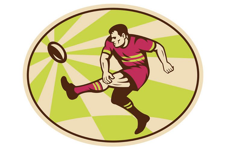 Rugby player kicking the ball example image 1