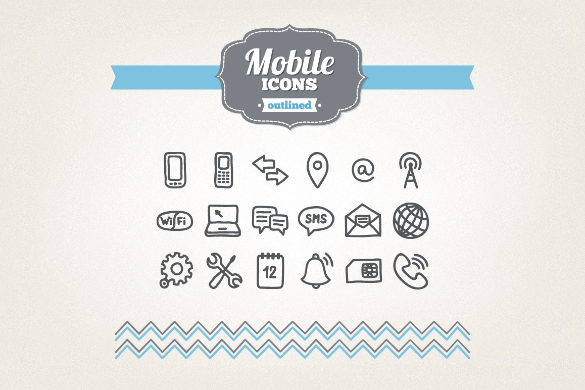 Hand Drawn Mobile Icons example image 1