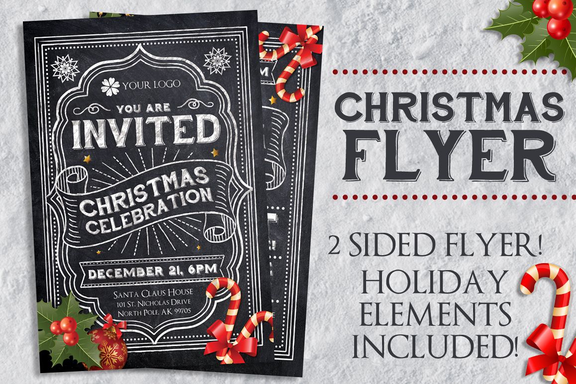 Chalk Christmas Flyer example image 1
