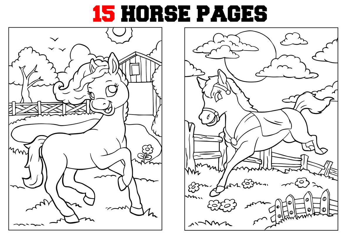 Coloring Pages For Kids - 15 Horse Coloring Pages example image 1