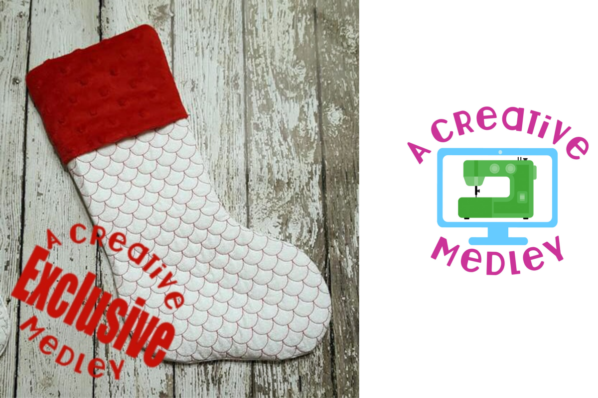 In the hoop Stocking with Cuff and Scales Motif example image 1