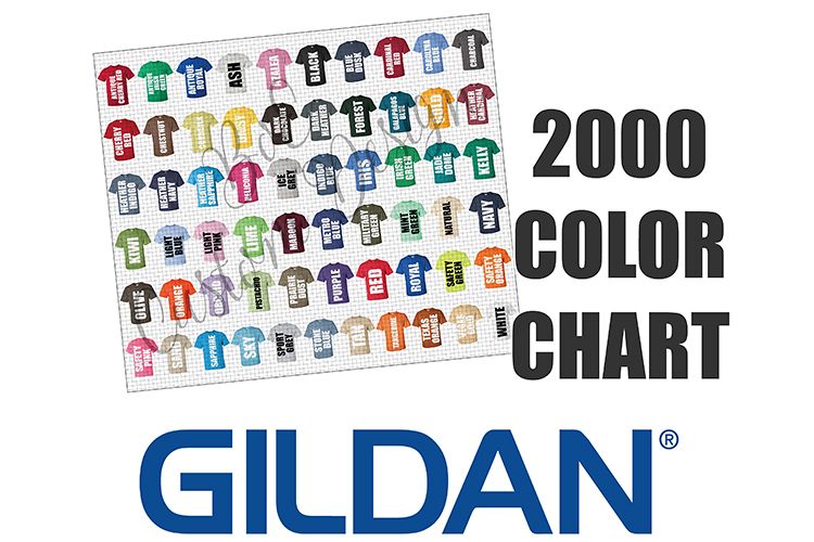 Gildan 2000 T Shirt Color Chart