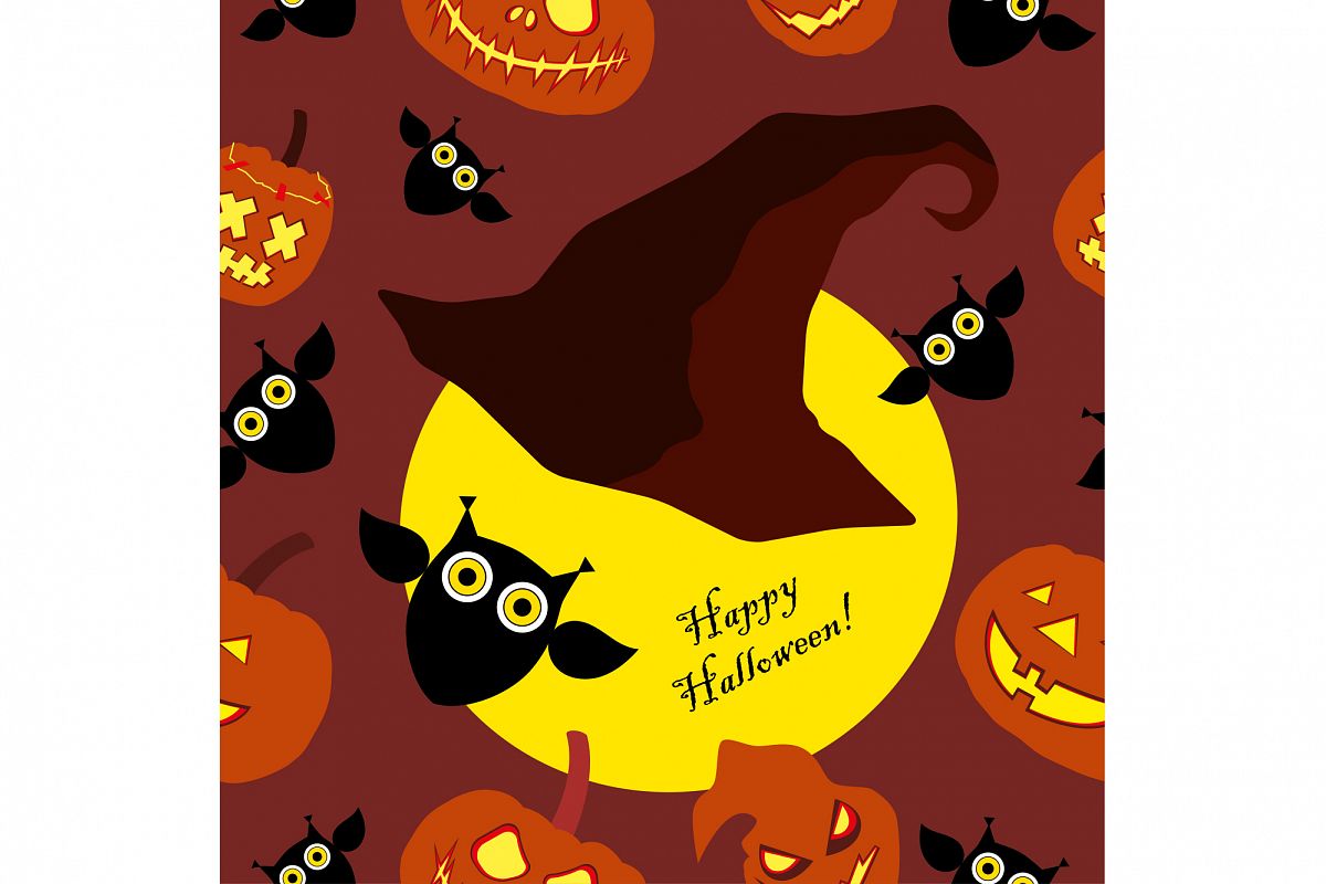 Seamless decorative vector background Happy Halloween. Print. Repeating background. Cloth design, wallpaper. example image 1