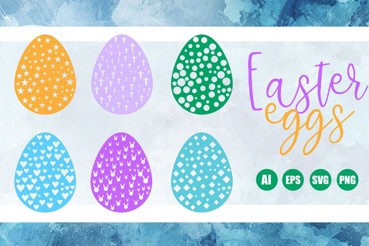 6 Paper Cut Easter Eggs SVG, EPS, AI, PDF, PNG example image 1