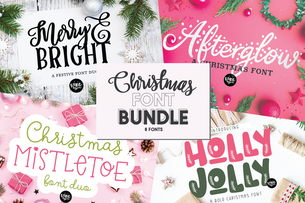 CHRISTMAS FONT BUNDLE - 4 Hand Lettered Christmas Fonts example image 1