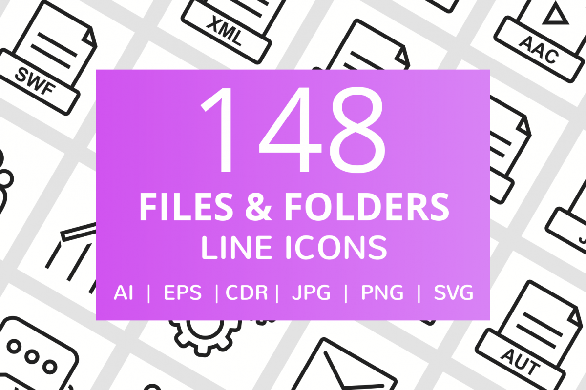 148 Files & Folders Line Icons example image 1