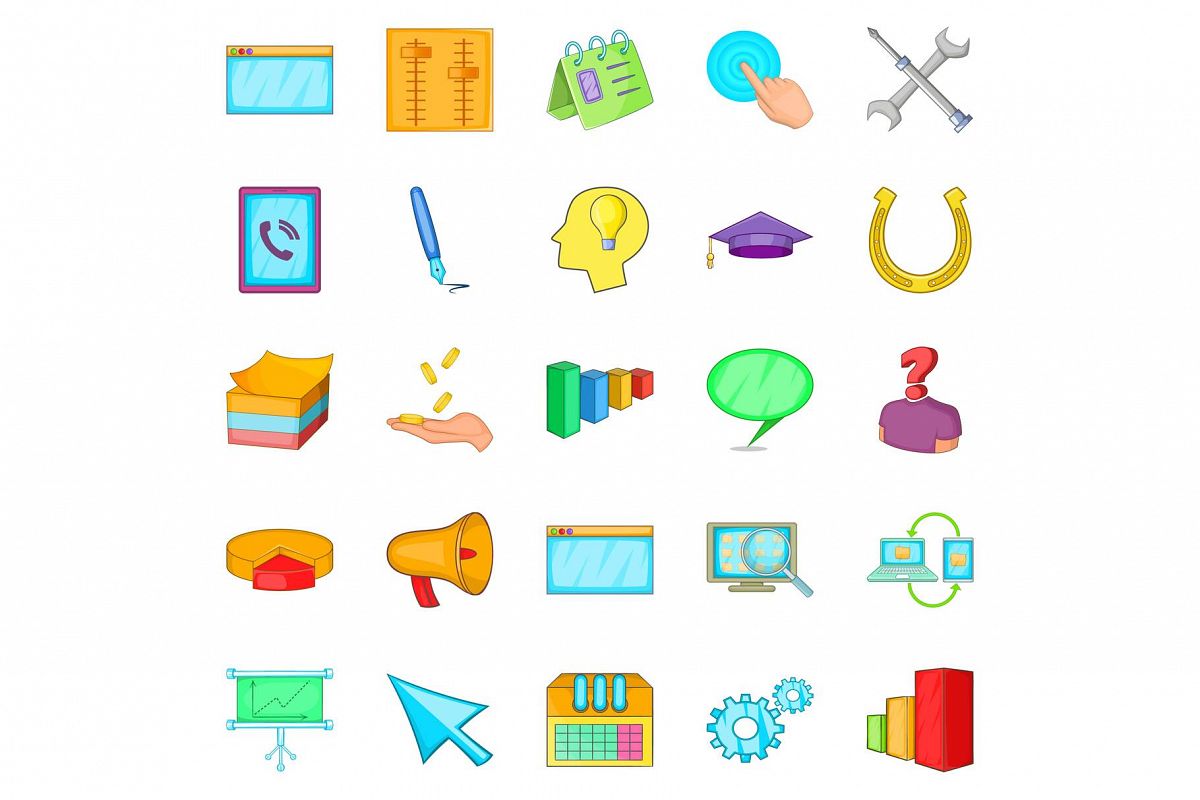 Business group icons set, cartoon style example image 1