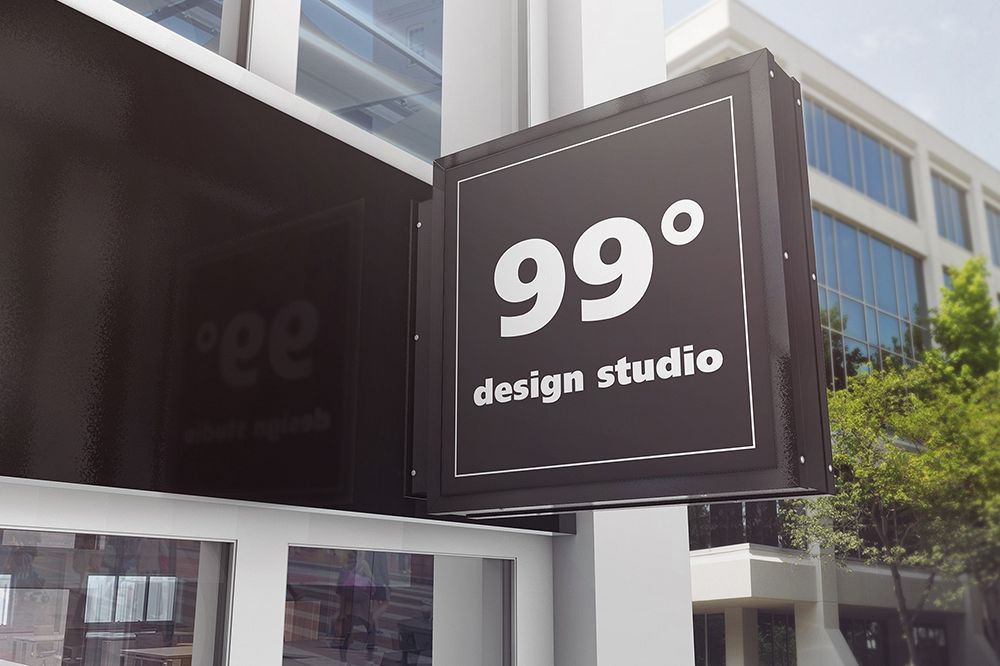 Building Advertising Square Sign Mockup example image 1