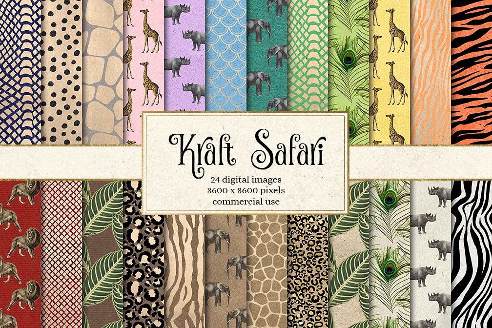 Download Kraft Safari Digital Paper 114331 Patterns Design Bundles