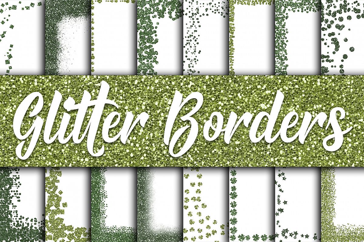 St Patricks Day Glitter Borders Digital Paper example image 1