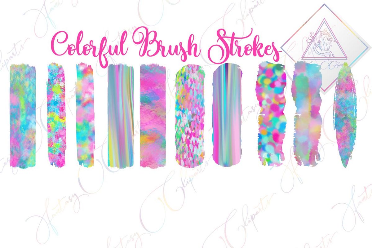 Colorful Brush Strokes Clipart example image 1