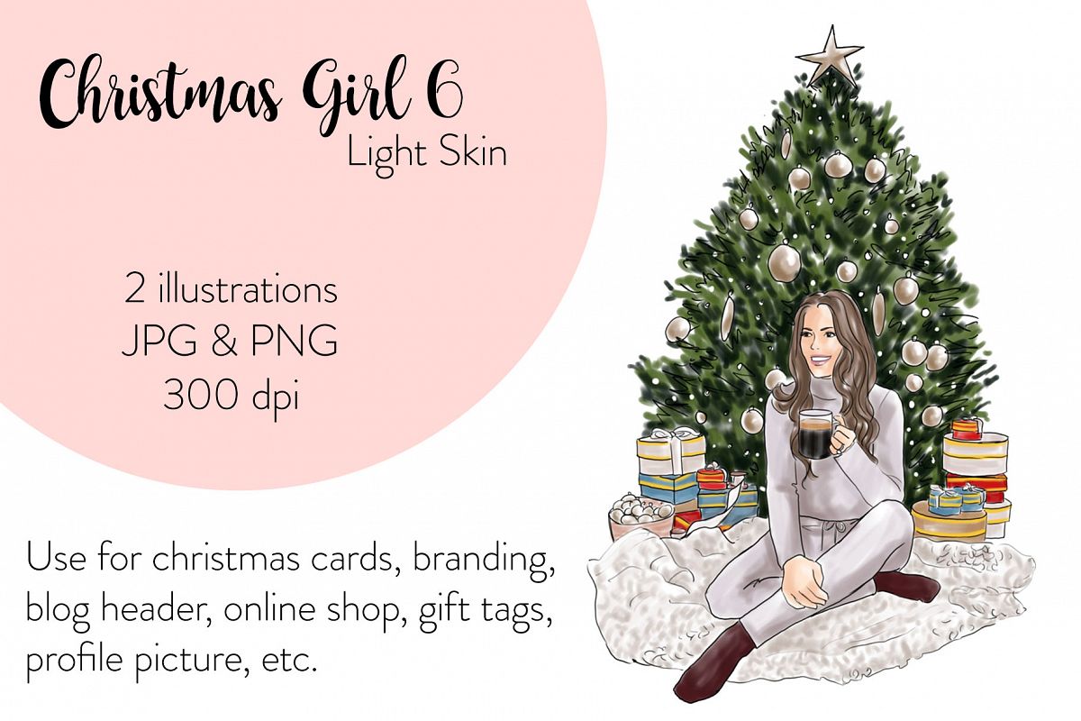 Fashion illustration - Christmas Girl 6 - Light Skin example image 1