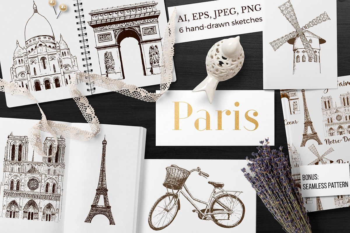 Set of Paris sketches example image 1